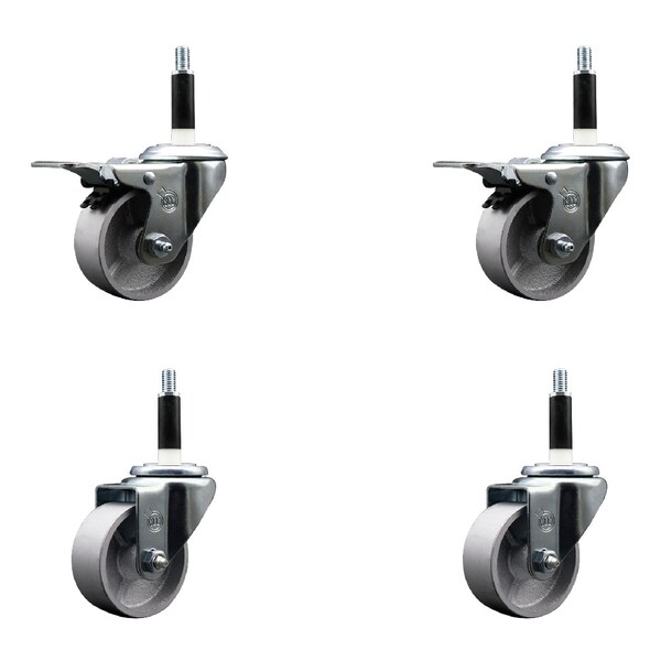 Service Caster 3'' Semi Steel Swivel 7/8'' Expanding Stem Caster Set 2 Total Lock Brakes, 4PK SCC-EXTTL20S315-SSR-2-S-2-78 - main